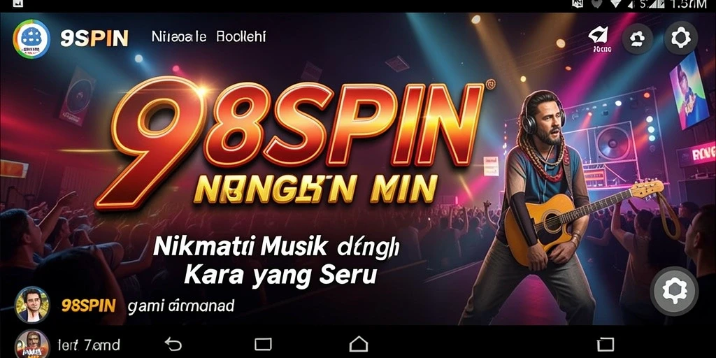 Tampilan gameplay interaktif 98SPIN yang menarik dan penuh musik.