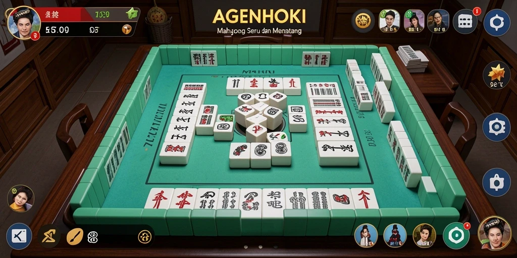 Screenshot gameplay AGENHOKI yang menunjukkan keseruan permainan Mahjong.
