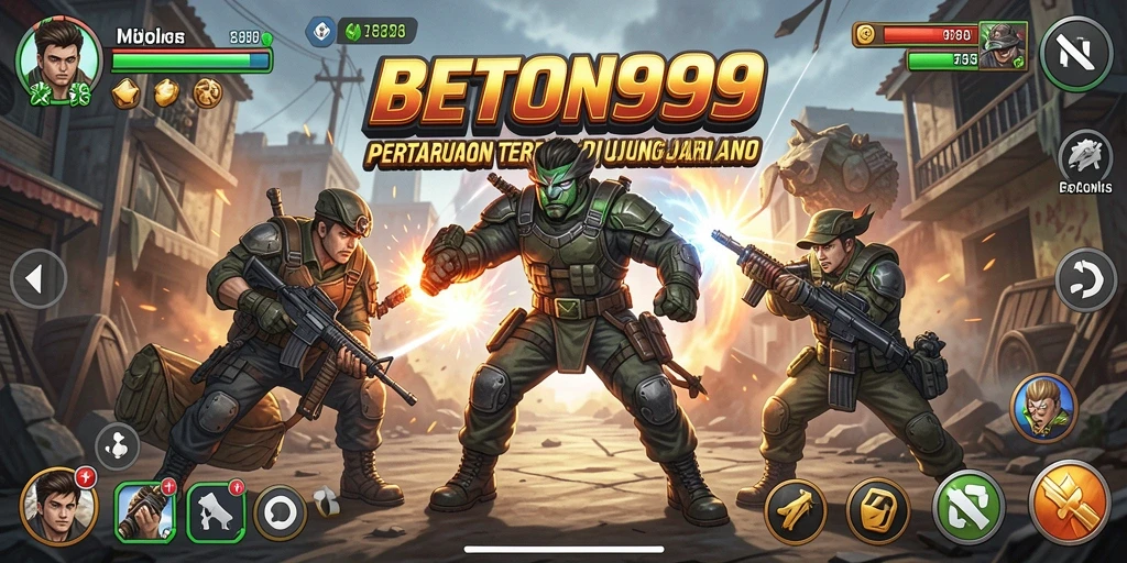 Tampilan gameplay seru dalam pertarungan epik di BETON999.