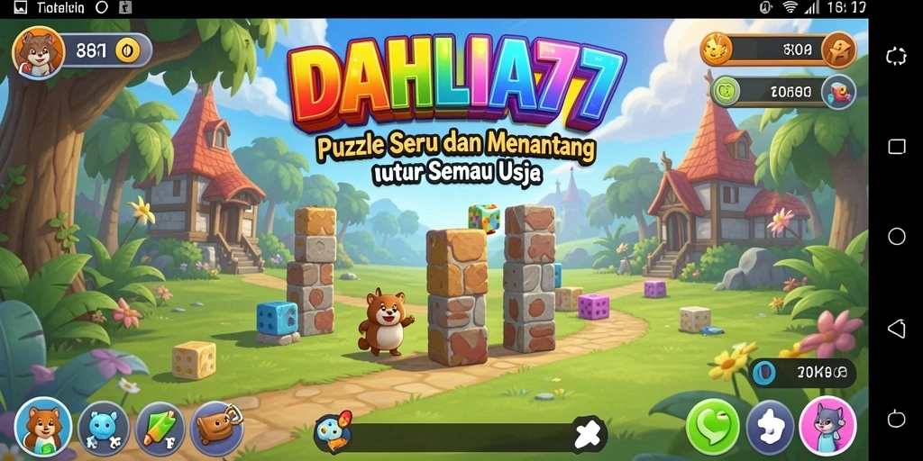 Tampilan gameplay menantang dari DAHLIA77 yang penuh warna.