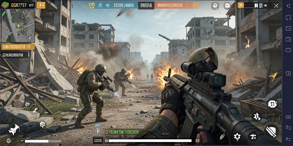 Tampilan gameplay GGR7777 yang intens dan penuh aksi FPS.