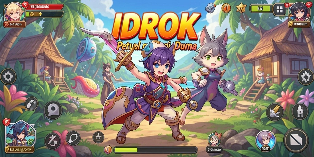 Tampilan gameplay <strong>IDROK</strong> yang menarik dengan karakter anime ikonik.