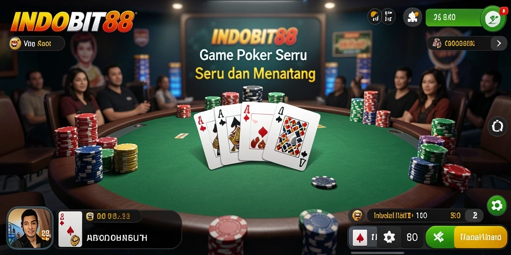 Tampilan gameplay Poker yang mengasyikkan di INDOBIT88.