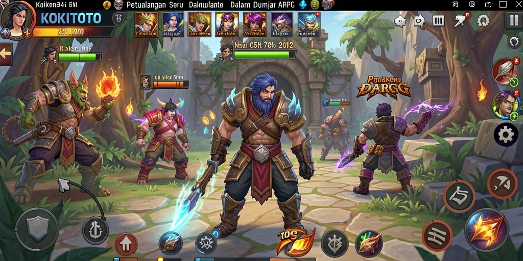 Screenshot gameplay KOKITOTO menampilkan aksi seru dalam pertarungan ARPG.