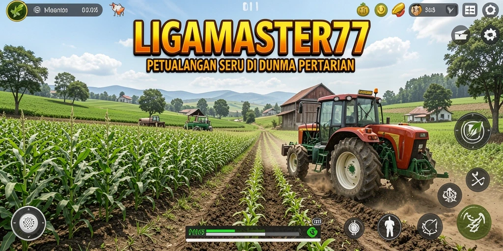 Tangkapan layar gameplay LIGAMASTER77 menunjukkan kehidupan pertanian yang seru
