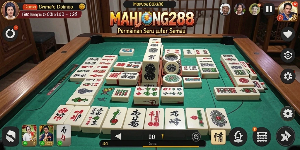 Tampilan gameplay seru dalam MAHJONG288 dengan fitur Domino.