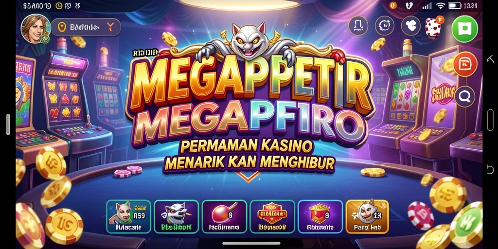 Tampilan gameplay seru di MEGAPETIR dengan berbagai permainan Kasino.