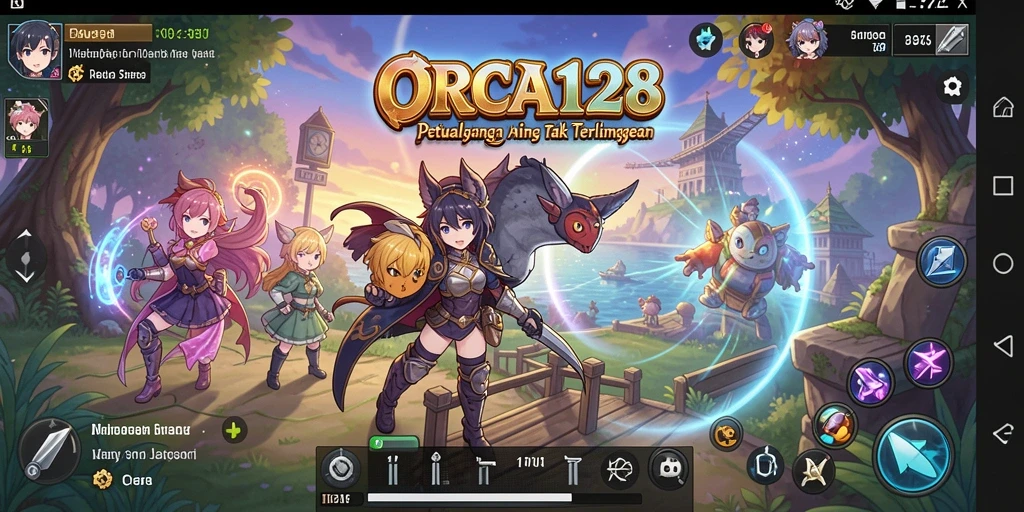 Tampilan gameplay ORCA128 yang menawan dan penuh aksi Anime.