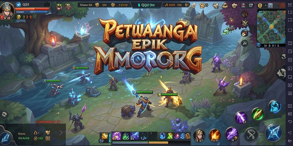 Screenshot menampilkan aksi seru dalam gameplay MMORPG QQ222.