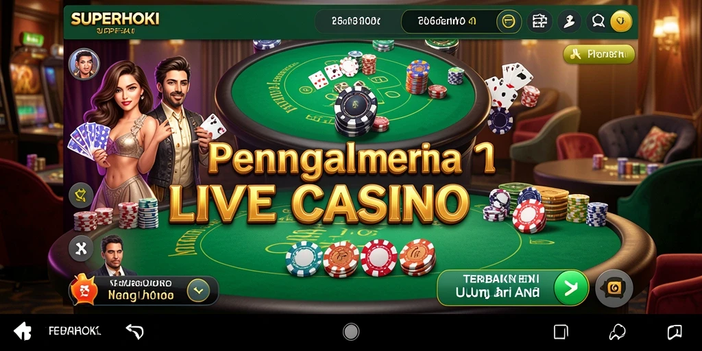 Screenshot utama SUPERHOKI menampilkan suasana bermain Live Casino yang mendebarkan.