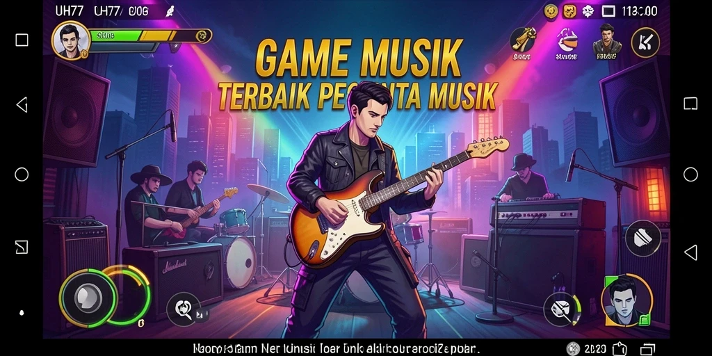 Tampilan gameplay UH77 menampilkan pemain yang serius menikmati musik.